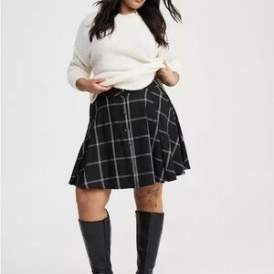 Black Button-Front Circle Skirt